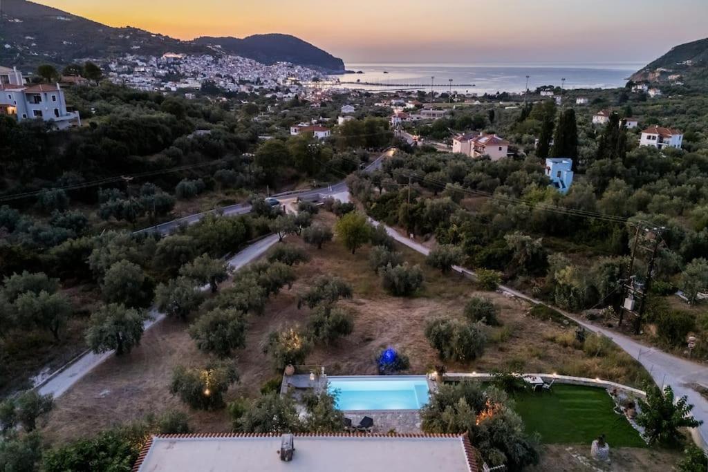 Skopelos Blue Heaven Pool Villa In Olive Grove エクステリア 写真