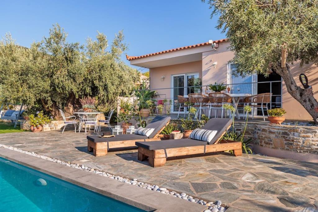 Skopelos Blue Heaven Pool Villa In Olive Grove エクステリア 写真