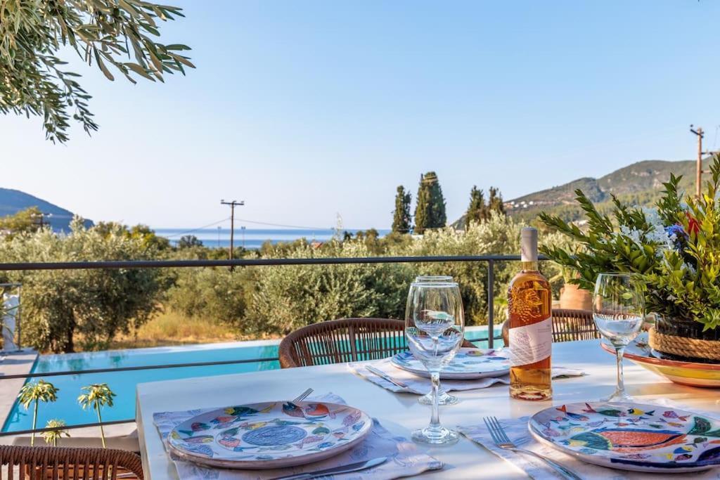 Skopelos Blue Heaven Pool Villa In Olive Grove エクステリア 写真
